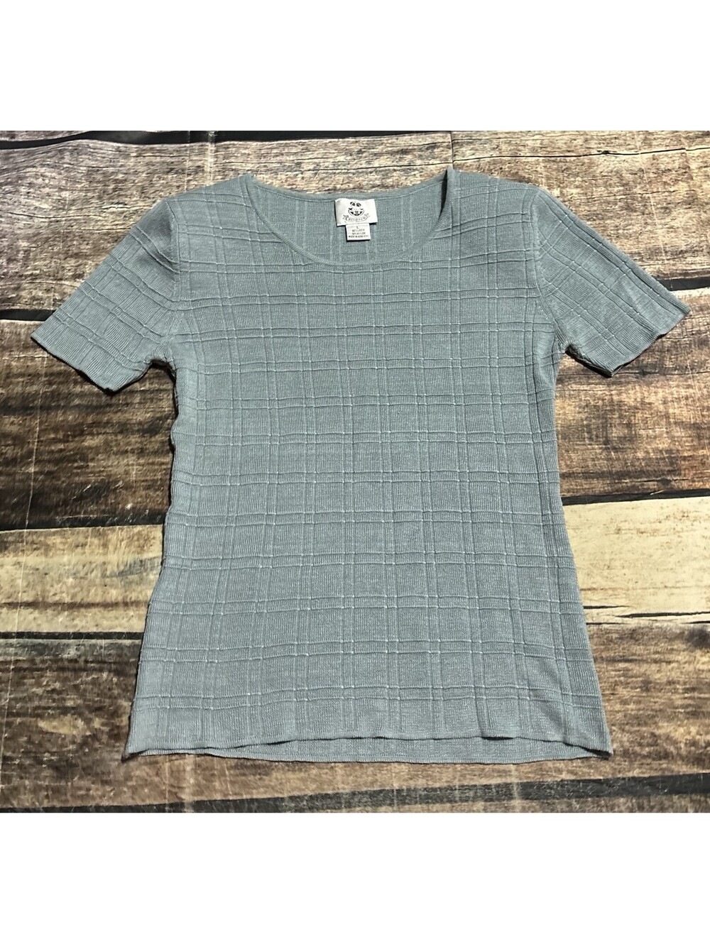 VTG Renfrew Top Womens Small Linen Check Short Sleeve 80s